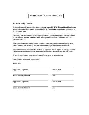 Authorization to Disclose Mortgage Information