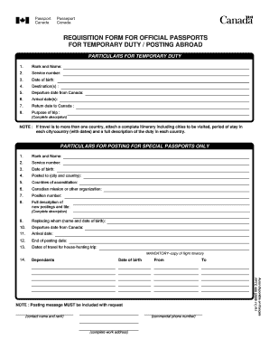 Requisition Form for Official Passports