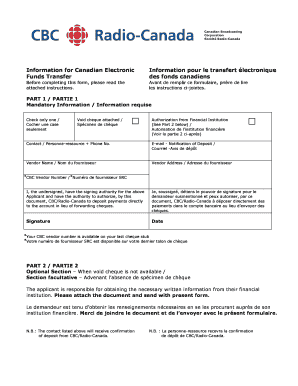 Canadian Electronic Funds Transfer Form