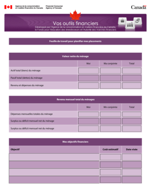 Feuille de travail pour planifier mes placements