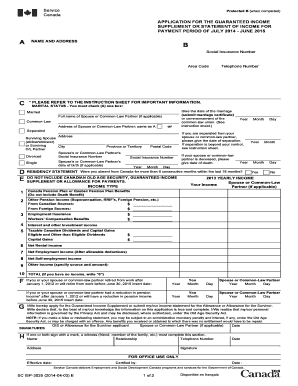 Canada Guaranteed Income Supplement Application