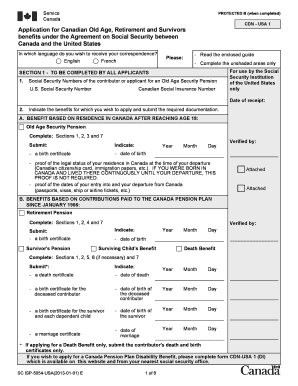 Canadian Old Age and Retirement Benefits Application