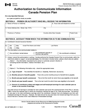 Canada Pension Plan Authorization Form