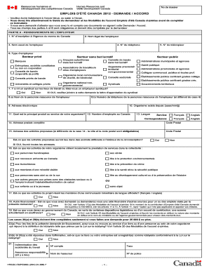 Demande / Accord Emplois d'été Canada