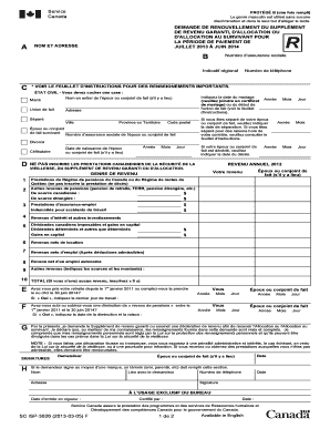 DEMANDE DE RENOUVELLEMENT DU SUPPLÉMENT DE REVENU GARANTI
