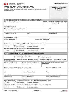 Formulaire d'appel du Tribunal de la sécurité sociale