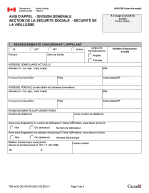 Avis d'appel de la sécurité de la vieillesse