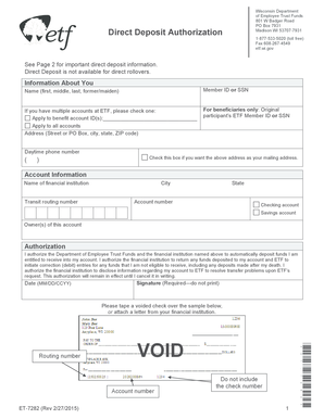 Wisconsin Direct Deposit Authorization Form