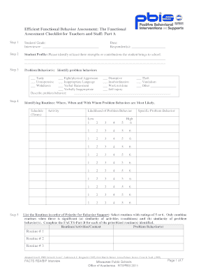 Functional Assessment Checklist for Teachers and Staff FACTS-A
