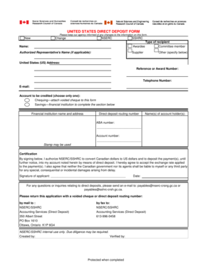 US Direct Deposit Form