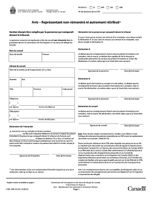 Notice of Representation Without a Fee or Other Consideration