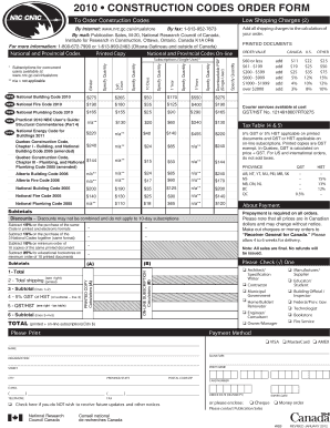 Construction Codes Order Form