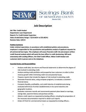 Credit Analyst Job Description