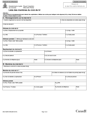 Shooting Club Membership List Form
