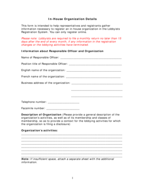 In-House Organization Registration Form