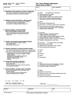 Hamilton Depression Rating Scale (HAMD-7) Form