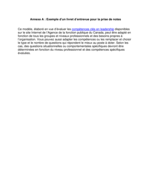 Livret d’entrevue pour la prise de notes