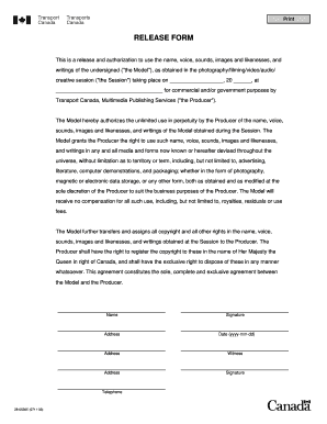 Release Form for Model's Name and Likeness