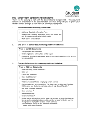 UK Pre-Employment Screening Requirements