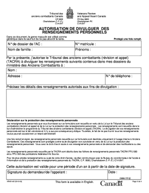 AUTORISATION DE DIVULGUER DES RENSEIGNEMENTS PERSONNELS