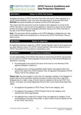 CPCS Terms & Conditions and Data Protection Statement