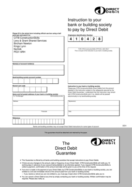 UK Direct Debit Instruction Form