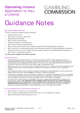 Operating Licence Application to Vary a Licence