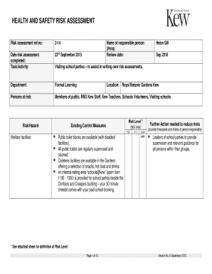 Health and Safety Risk Assessment Form