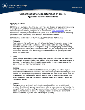 CERN Undergraduate Application Form