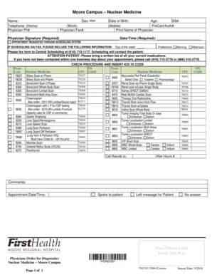 Nuclear Medicine Appointment Request Form