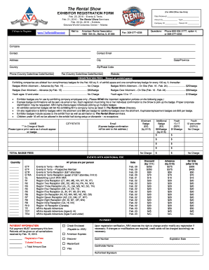 The Rental Show Exhibitor Registration Form