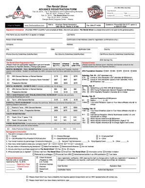 The Rental Show Advance Registration Form