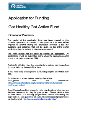 Get Healthy Get Active Fund Application