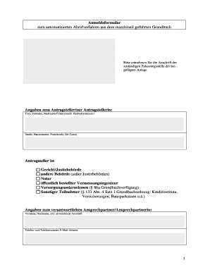 Anmeldeformular zum automatisierten Abrufverfahren aus dem maschinell geführten Grundbuch