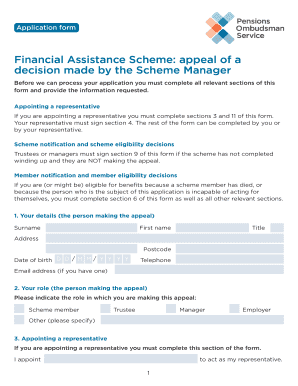 Financial Assistance Scheme Appeal Form