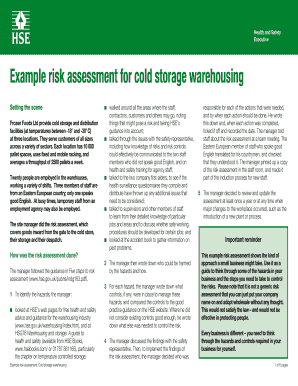 Cold storage risk assessment