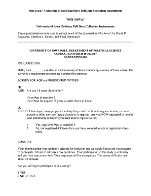 University of Iowa Hawkeye Poll Questionnaire