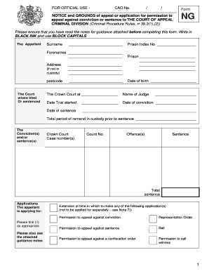 UK Notice and Grounds of Appeal Form