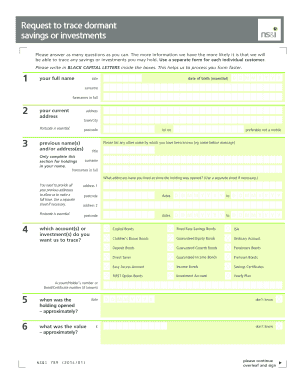 UK Dormant Savings or Investments Trace Request Form