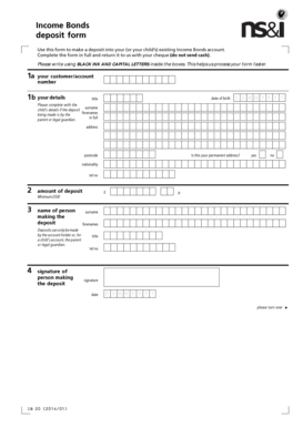 Income Bonds Deposit Form