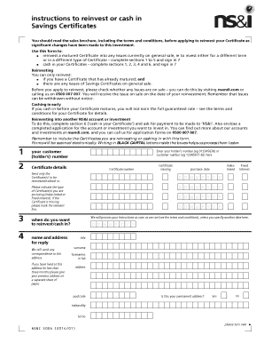 Savings Certificates Reinvestment or Cash-In Form