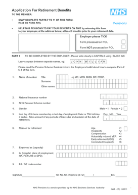 Application For Retirement Benefits