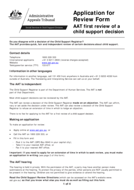 Application for Review of Child Support Decision