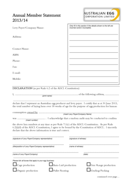 Australian Egg Producer Annual Member Statement