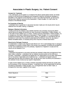 Associates in Plastic Surgery Patient Consent Form