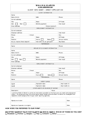 Client Information Credit Application