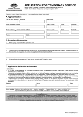 Application for Temporary Service Exemption