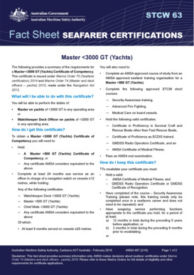 Fact Sheet STCW 63 Master 3000 GT (Yachts) - amsa gov