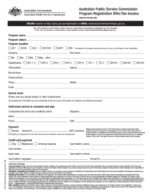 Australian Public Service Commission Program Registration Form