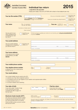 Australian Individual Tax Return 2015